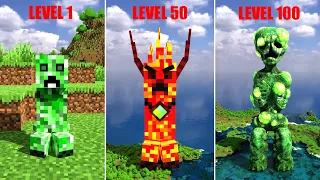 CREEPER LEVEL 1 TO 100 COMPARISON IN MINECRAFT