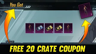 FREE 20 CRATE COUPON IN BGMI NEW EVENT BGMI - SAMSUNG,A3,A5,A6,A7,J2,J5,J7,S5,S6,S7,59,A10,A20