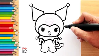 Cómo dibujar y pintar a KUROMI (paso a paso) usando marcadores