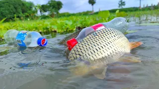Amazing Bottle Fishing Trap | Hook Fishing By Plastic Bottle | Simple Bottle Hook Fish Trap