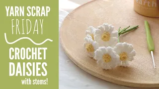 Crochet Daisies with Stems | Yarn Scrap Friday