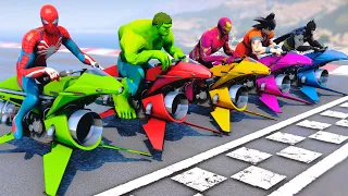 Spidey, Ironman & Hulk Challenge Race Track Together - GTA 5