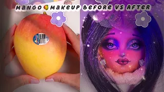 Mango🥭fruit ASMR skincare makeup and removal routine tutorials, WHo can tell it is a mango 😱