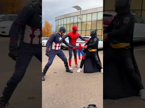 Batman and Captain America scared Spider-Man very funny😂#shorts