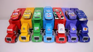 Learn Colors Disney Pixar Cars 3 Lightning McQueen, Race Cars with Mack Hauler Trucks