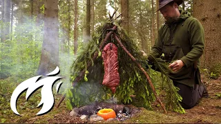 Riesenfleischlappen im Wald geräuchert und gegrillt! Fire Kitchen ASMR 🔥🔥🔥