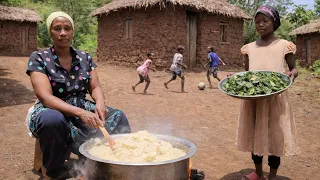 12-Year-Old Girl Helps Her Poor Mom Cook Ugali & Mrenda 🍲 African Village Life”