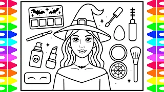 How to Draw GLITTER Halloween Skincare & Makeup on Girl 🎃✨ Skincare + Makeup Glitter Art Coloring