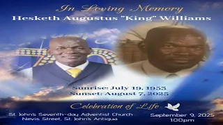 Thanksgiving Service for the life of Hesketh Augustus " King " Williams