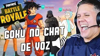 GOKU NO CHAT DE VOZ DE FORTNITE (REAÇÕES INCRÍVEIS) DUBLADOR DO GOKU JOGA FORTNITE