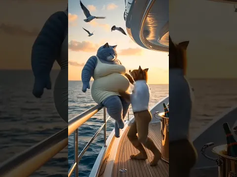 The fat cat was thrown into the sea by her husband 😥😥#facts #animals #shorts