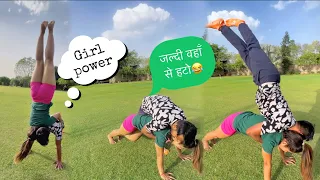 Challenge ke chakkar me parul ne lagwa di😜 #gymnast #couplegoals #acrobatics challenge #pushups #fit