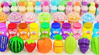 Satisfying Video l Mixing All My Slime Smoothie into Making Rainbow Clay & Fruits Cutting ASMR