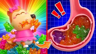 🍬😱 ¡No Comas Demasiadas Gomitas! ¡El Bebé Lucy se Convierte en GOMITA! | Hábitos Saludables 🌈 Wolfoo