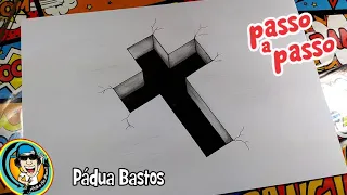 Como desenhar CRUZ  3D - SUPER FÁCIL