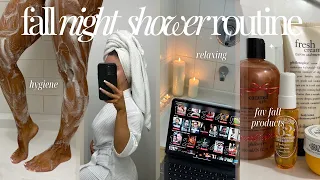 FALL NIGHT SHOWER ROUTINE🛁🌙 warm caramel scents, feminine hygiene, *relaxing* unwind with me