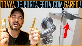Como Travar uma Porta com um Garfo (e outras travas também!) #SEGURANÇA #RESIDENCIAL