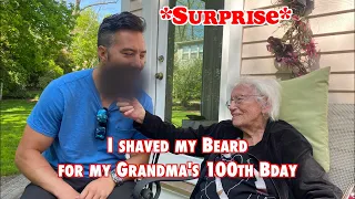 I Shaved my Beard for Grandma's 100th Bday *SURPRISE