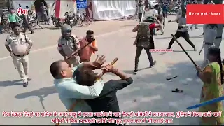 रीवा ढेकहा तिराहे पर श्रमिक पर हमला पुलिस ने किया लाठी चार्ज श्रमिकों ने किया पत्थराओ