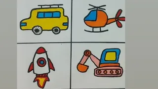 easy transportation drawing step by step|easy drawing idea for kids|colorfull drawing#artwork#viral