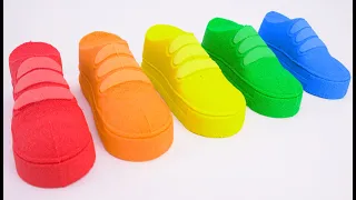 Satisfying Kinetic Sand Video 👟 How To Make Rainbow Shoes Sand with Cutting Sound by Lollipop ASMR