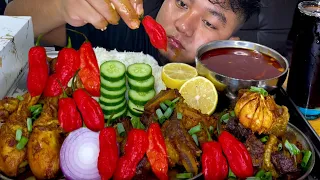 5 KING 👑 CHILLI 🌶🌶🌶🌶🌶 WITH MUTTON, BEEF & CHICKEN DRUMSTICK MUKBANG 🔥🔥🔥