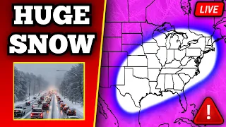 🔴 BREAKING EXTREME WINTER STORM WARNING - Tons Of Snow & Crippling Ice - With LIVE Storm Chasers