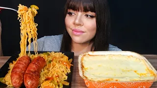 LASANHA DE FRANGO E MIOJO COM LINGUIÇA (MUKBANG BRASIL) EATING SOUNDS