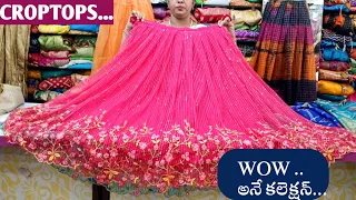Exclusive trending designer crop tops floor length dresses long frocks