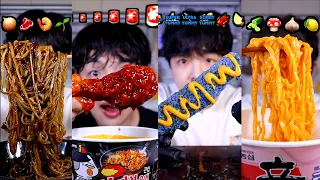 ASMR MUKBANG FIRE NOODLES FRIED CHICKEN TAKIS CHEESE BURGER (NO BGM)