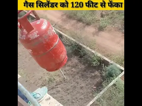 Dropping Gas cylinder from 120 feet 😱 experiment @super kot @crazy xyz @ mr indian hacker #shorts