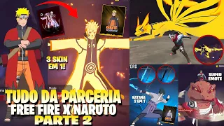 TUDO DA PARCERIA DO FREE FIRE COM NARUTO PARTE 2! SKIN DO NARUTO 3 EM 1, SUPER EMOTE E MUITO MAIS!!