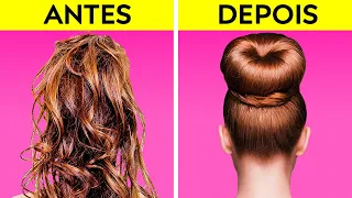 TRUQUES INCRÍVEIS PARA OS CABELO E SEGREDOS DE PENTEADOS PARA ECONOMIZAR SEU TEMPO