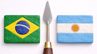Satisfying Color Mixing with Clay - Brazil & Argentina Flag Colors