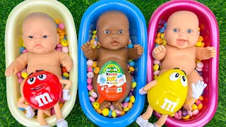 Rainbow Satisfying Video | ASMR Mixing Candy & Yummy Skittles in Three Bathtubs with M&M’s Slime