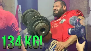 134 KG (295 LBS) Single Arm Bicep Curl! 50K Special!