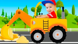 Синий трактор Песенки для детей Машинки Экскаватор и Грузовичок для детей