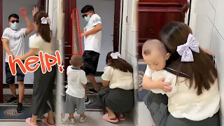 The Cute Baby Beat The Bad Guys Away And Protected His Mom#comedy #cutebaby#funnyvideos#smile