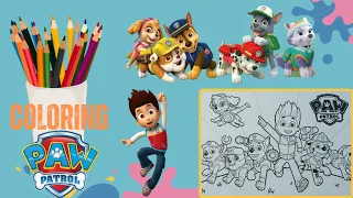 Coloring PAW Patrol. Skye, Rubble, Chase, Ryder, Marshall, Rocky and Zuma#pawpatrol #coloring #kids