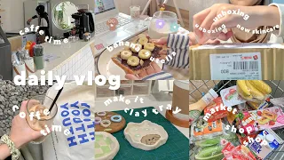 daily vlog🥞🪴: tuesday vlog, cafe time , make it clay tray ^^ , unboxing , shop shop🛒