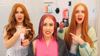 Dyeing Our Sister's Hair Pink GONE WRONG 💇‍♀️ | Triplet Sisters' Hair Transformation Mishap!