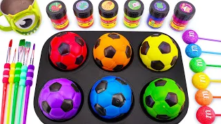 Satisfying Video | DIY Making Rainbow Mixing Color M&M's Candy in 6 SLIME Soccer Balls Cutting ASMR