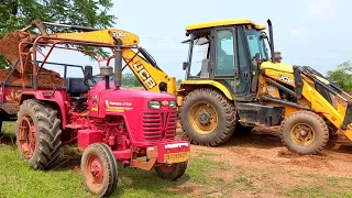 New Jcb 3dx Backhoe Machine Loading Red Mud In 2 Mahindra Tractors | Jcb Tractor Cartoon Video