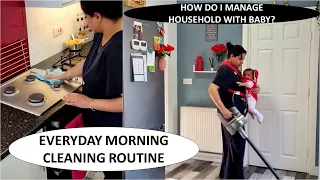 Everyday Morning Cleaning Routine In 40 Mins | How Do I Manage Daily Cleaning with Baby?