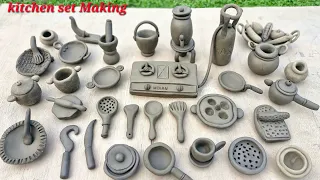 Diy how to make polymer clay miniature kitchen set making,handmade kitchen set toys,amazing clayart