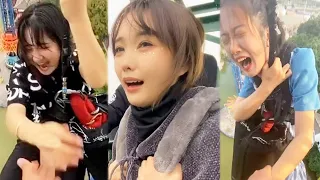 The Beauty Fell Into The Water😂|Bungee Jumping With Rope In Beautiful Place#extreme
