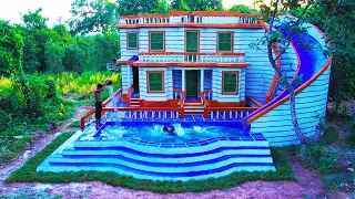 Building Creative Contemporary Water Slide Park & Beautiful Swimming Pool For My Living In Forest