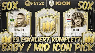 JETZT ESKALIERT ES KOMPLETT!! 50x BABY ODER MID ICON PICKS in FIFA 22