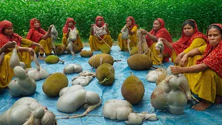 Intestine Cooking with Raw Jackfruit - Different Style Cow Intestine Curry - Delicious Village Food