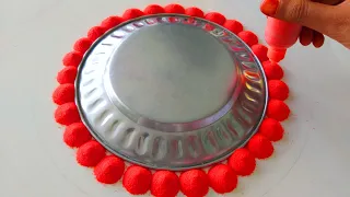 Beautiful Diwali Rangoli With Plate Trick || इस दिवाली Plate से बनाये Diwali Rangoli Design 2025